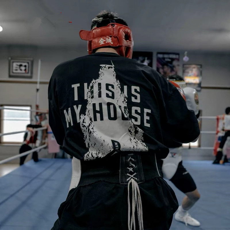 Boxing Training Printed Short-Sleeve New Style Boxing Shirt, British Style Loose-Fitting Combat Trendy Brand Loose Half-Sleeve Shirt Boxing Training Printed Short-Sleeve New Style Boxing Shirt, British Style Loose-Fitting Combat Trendy Brand Loose Half-Sleeve Shirt