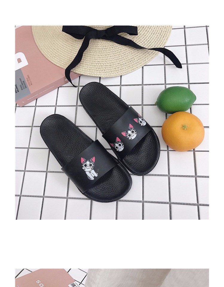Dép nữ mùa hè dễ thương phim hoạt hình mèo con trượt trong nhà dép trong nhà nhựa dày dưới phòng tắm ra dép và dép dép cao gót
