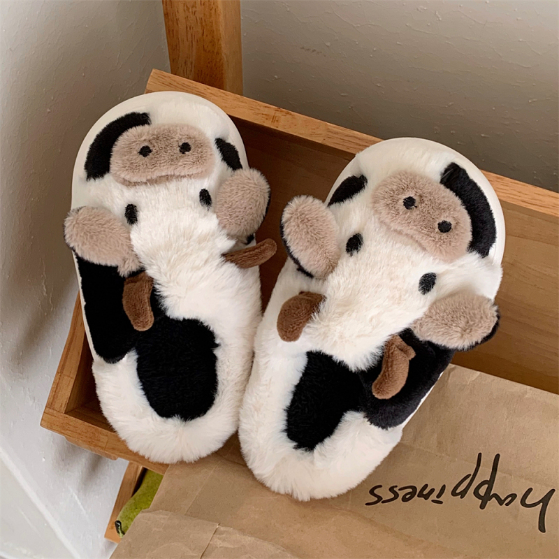 Cute Cartoon Cow Cotton Slippers for a Family of Three, Men and Women, Winter Home Plush Warm Cotton Shoes Ins Cute Cartoon Cow Cotton Slippers for a Family of Three, Men and Women, Winter Home Plush Warm Cotton Shoes Ins