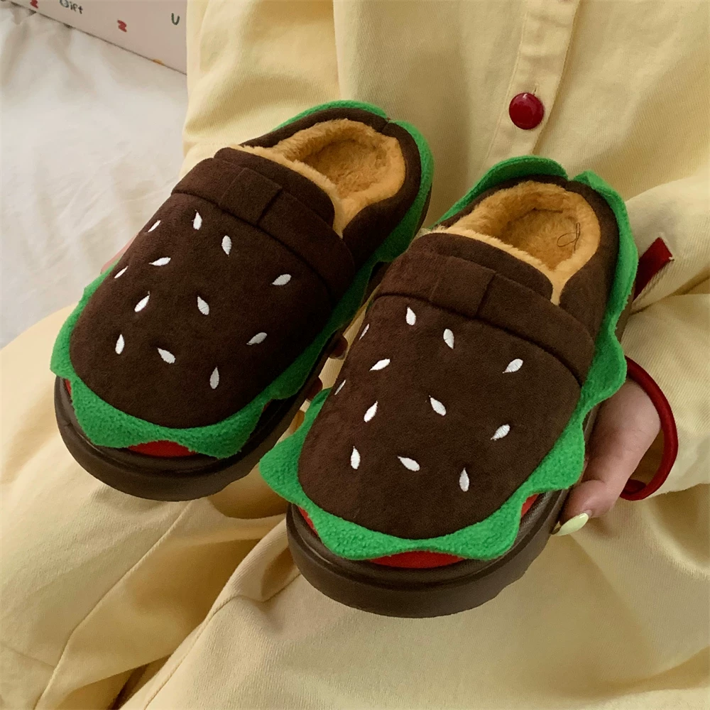 细细条 Fleece winter cartoon non-slip bag, brand slippers
