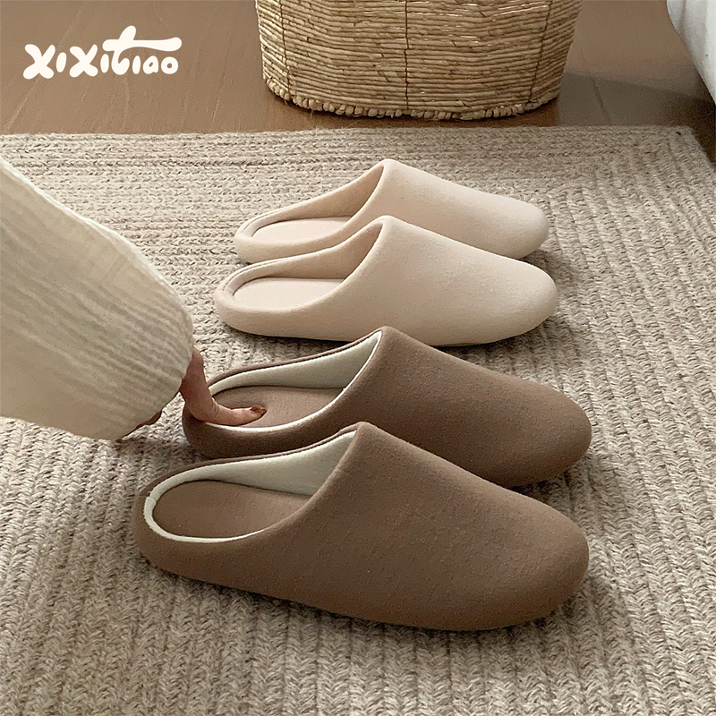 Thin Strip Simple Japanese-Style Silent Soft-Soled Floor Shoes for Men and Women, Couples, Suitable for All Seasons, Home Cotton Slippers, Maternity Thin Strip Simple Japanese-Style Silent Soft-Soled Floor Shoes for Men and Women, Couples, Suitable for All Seasons, Home Cotton Slippers, Maternity