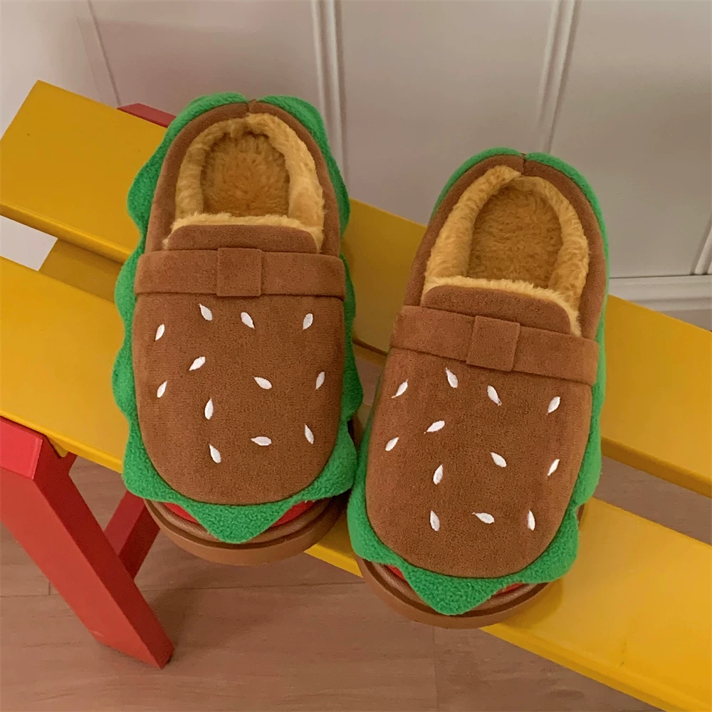 细细条 Fleece winter cartoon non-slip bag, brand slippers