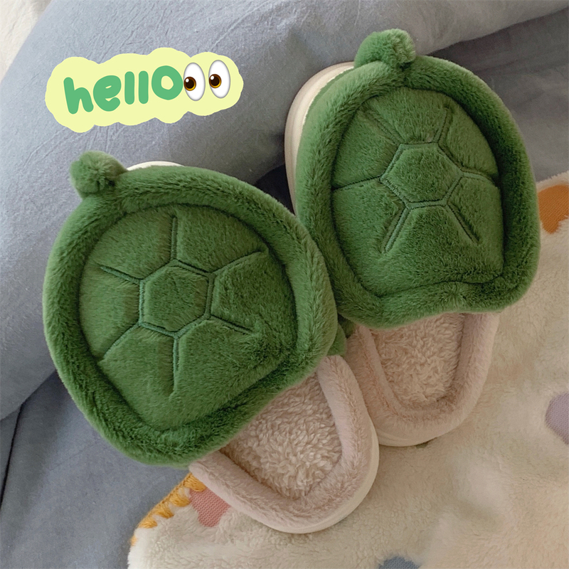 Cute Little Turtle Warm Fuzzy Slippers for Parents and Children, Comfortable Home Use Soft-Soled Cotton Slippers for Winter, Unisex Cute Little Turtle Warm Fuzzy Slippers for Parents and Children, Comfortable Home Use Soft-Soled Cotton Slippers for Winter, Unisex