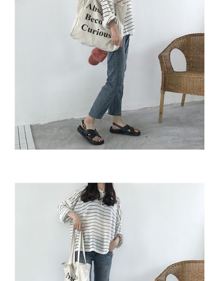 Giày đế bệt đế bệt đế bằng gió quai ngang 2018 hè mới muffin dày đáy đen Martin sandal triều bitis sandal nữ