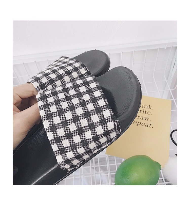 Chic port mùi gió retro kẻ sọc đen trắng và dép nữ mùa hè thời trang Hàn Quốc dép chống trượt dép lào nữ