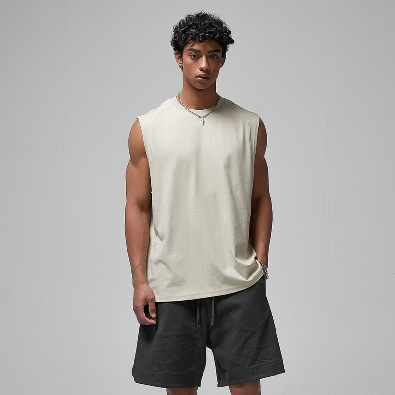 American Retro High Street Sleeveless Vest with Wide Shoulders, Quick-Drying Basketball Sports Fitness Cool Sleeveless T-Shirt Vest for Men, Trendy