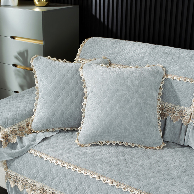 Sofa pillow set spring and summer new crystal velvet removable and washable backrest short plush living room sofa European-style pillow