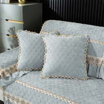 Sofa pillow set spring and summer new crystal velvet removable washable backrest short plush with living room sofa European style throw pillow