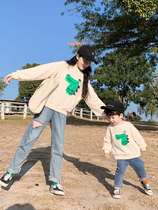 Special parent-child outfits western-style sweatshirts 2023 new trendy spring outfits a family of three mother-son mother-daughter outfits internet celebrity jackets