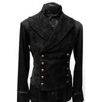 Spring and autumn mens vest youth fashion stand collar double-breasted horse clip trend casual vest lapel coat coat gown