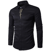 Loose mens shirt 2020 European version performance performance clothing youth popular embroidery bottom wear mens long sleeve shirt