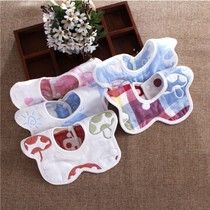 Six-6-layer gauze lace-lace-round mouth baby anise surrounding mouth eating pocket pure cotton baby spring water-absorbing thickened water towel