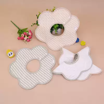 Colored cotton three-layer baby lace bib octagonal hexagon baby warm mouth water towel children eating bib cotton waterproof