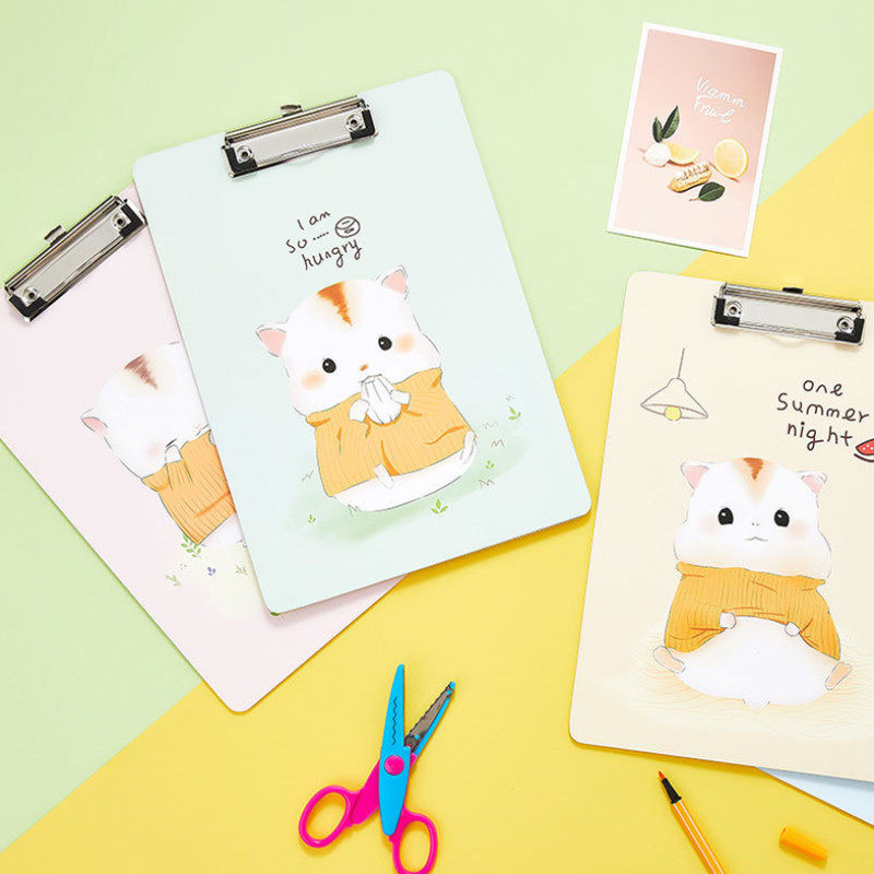 Cartoon A4 small hamster fresh board splint paper wood folder board large office mat board folder data clip office