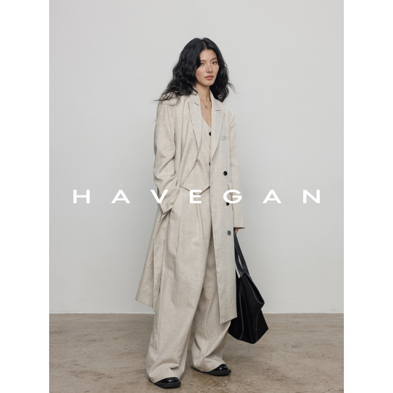 Havegan/Autumn Double-Breasted Long 100% Linen Trench Coat for Women, Old Money Style High-End Coat Havegan/Autumn Double-Breasted Long 100% Linen Trench Coat for Women, Old Money Style High-End Coat
