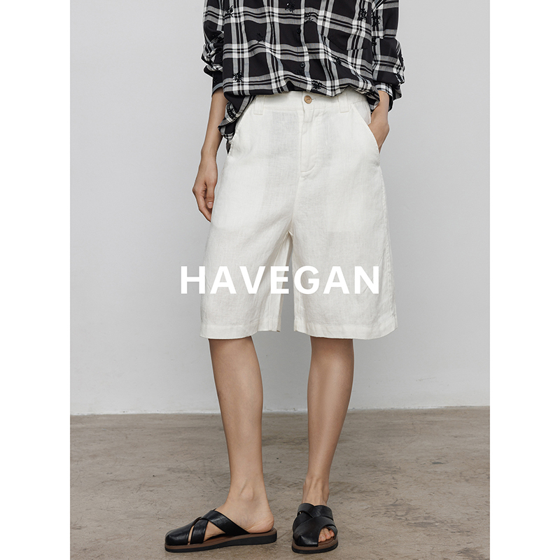 Havegan/Summer 100% Linen Casual Pants for Women 2026 New Commuter Versatile Relaxed Style Five-Point Pants Havegan/Summer 100% Linen Casual Pants for Women 2026 New Commuter Versatile Relaxed Style Five-Point Pants