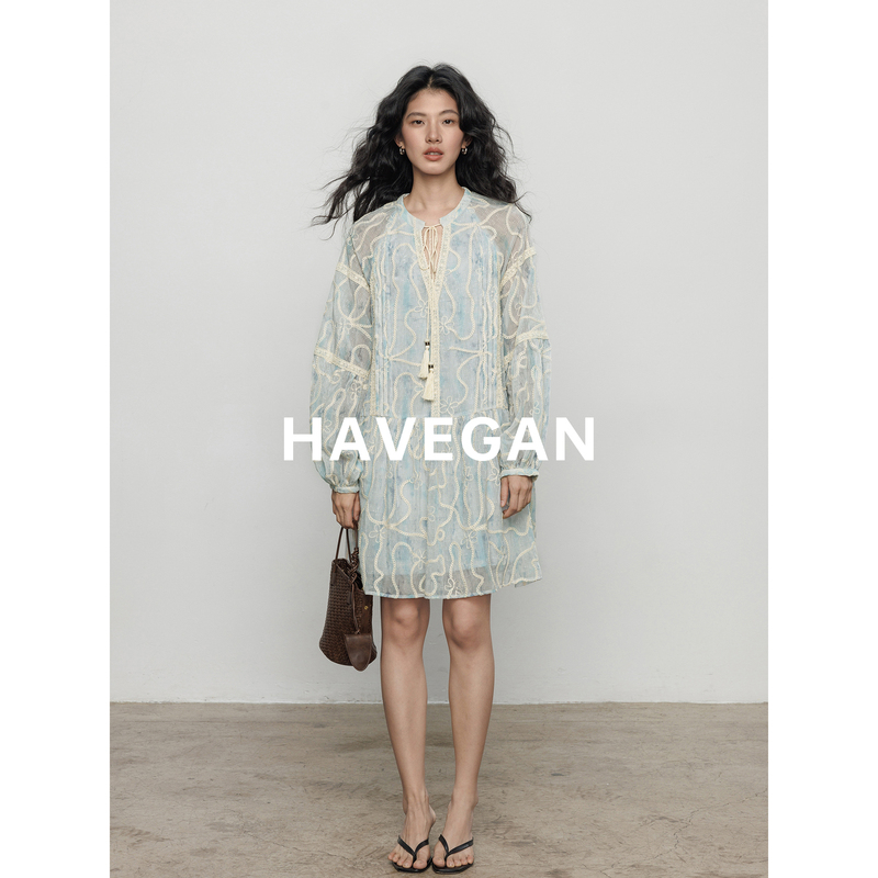 Havegan/Summer Design-Inspired Embroidered Dress for Women, Vacation Style Old Money A-Line Dress, Casual Short Dress Havegan/Summer Design-Inspired Embroidered Dress for Women, Vacation Style Old Money A-Line Dress, Casual Short Dress