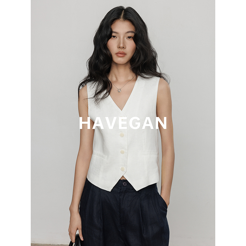 Havegan/Summer Lazy Style Suit Vest for Women 2026 New Slim Casual Linen Suit
