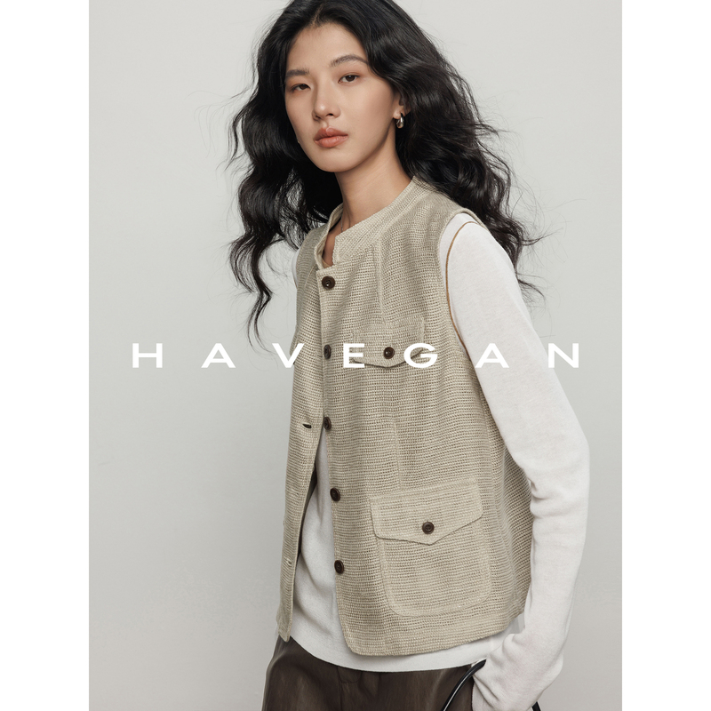 Havegan/Autumn Stand-Collar Sleeveless Linen Vest Jacket for Women, Old Money Style Quiet Luxury Top Havegan/Autumn Stand-Collar Sleeveless Linen Vest Jacket for Women, Old Money Style Quiet Luxury Top