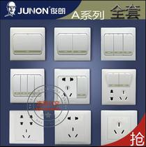 Junlang A series wall switch panel power outlet light and dark single dual control home switch set