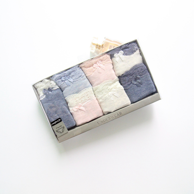 [7-Pack] Spanish O Brand Export Women's Briefs, Sexy Lace Trim, Sweet and Comfortable Cotton Underwear for Women