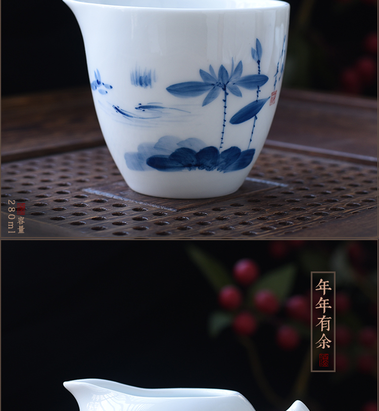 Hundred hong hand - made ceramic tea set fair keller blue and white porcelain lotus tea accessories dehua white porcelain device and a cup of tea