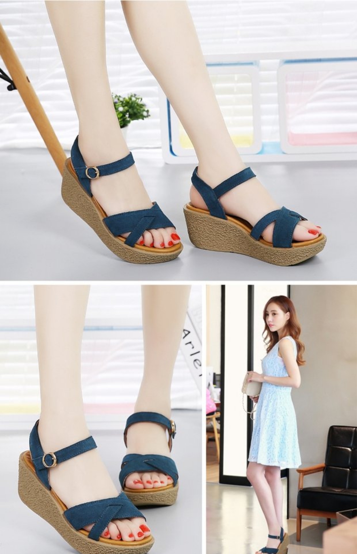 Nêm dép nữ 2019 hè mới thoải mái hoang dã giày đế bệt da thường dày với đáy dày với dép - Sandal sandal nữ 2021
