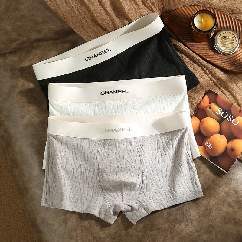 Jacquard Men's Underwear, Boys' Pure Cotton Simple Boxer Briefs, Youth Large Size Boxer Briefs, Personalized Breathable Shorts