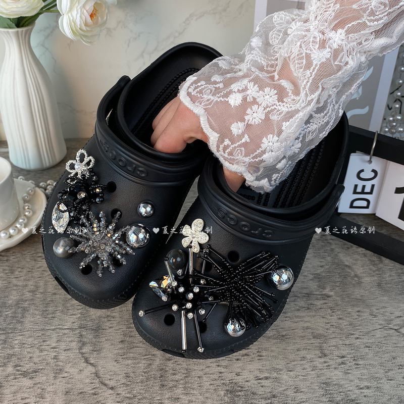 Ink-Colored Star Flower "Original Design" Hole Shoe Charms Fireworks Flower Accessories Suitable for Crocs DIY Decoration
