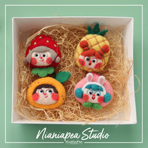 Wool felt poke fruit girl brooch material bag handmade DIY strawberry pineapple clothes accessories gift