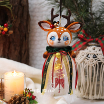 Wool Felt Elk Lantern Christmas Handmade DIY Lantern Childrens Deer Head Hanging Jewelry with Lantern Lantern Material Pack