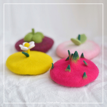 Wool felt poke wet felt fruit hat material bag baby hairclip hair accessories handmade DIY beret