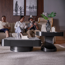 Rock board coffee table side few combination Italian minimalist creative sofa movable small square few light luxury stainless steel Corner