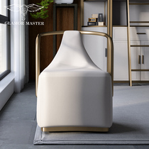 New Chinese circle chair minimalist single chair living room modern simple leather sofa chair designer Nordic light luxury leisure chair