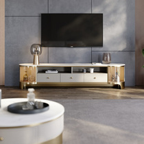 Rock board coffee table TV cabinet combination living room Italian simple champagne color light luxury style natural marble combination wall cabinet