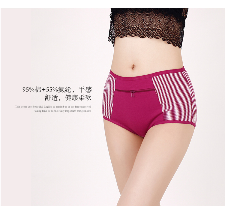 2 đồ lót nữ chống trộm có túi khóa kéo ở quần đùi tam giác cộng với phân bón để tăng quần cotton an toàn quần lót nữ triumph