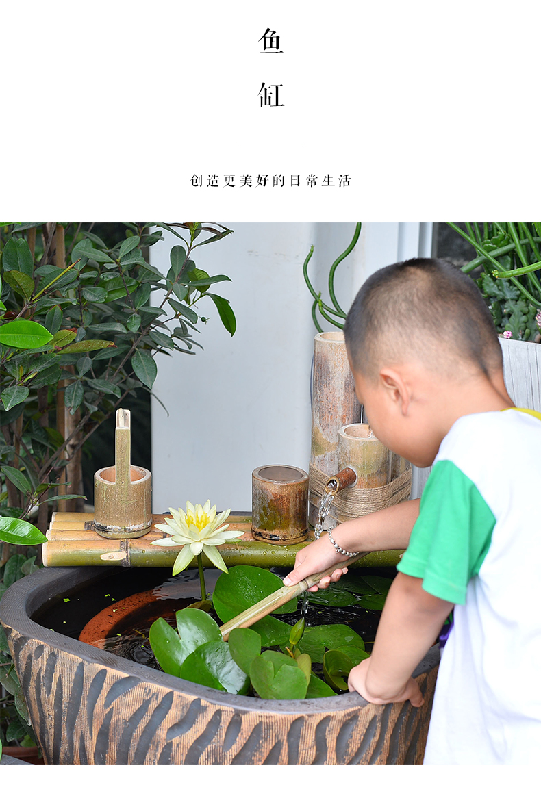 Jingdezhen ceramic fish tank water furnishing articles coarse pottery basin of the lotus pond lily bowl goldfish tank cylinder landscape the tortoise
