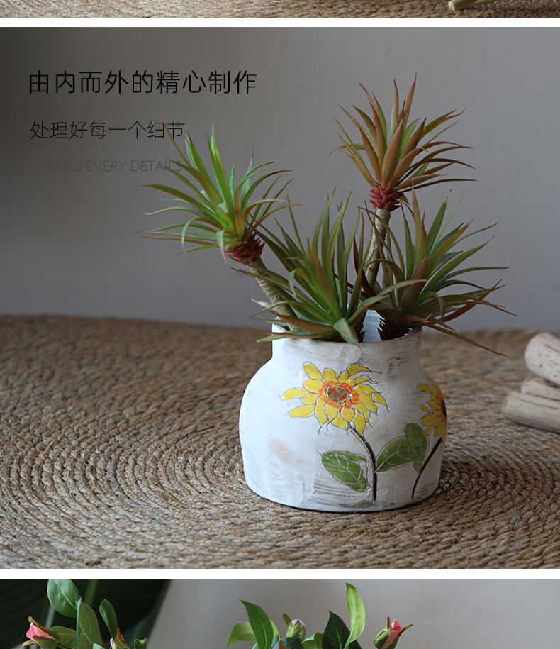 Restoring ancient ways, every crude TaoHua ware porcelain jingdezhen new Chinese style wedding happy character flower arranging dried flower vase furnishing articles ceramics