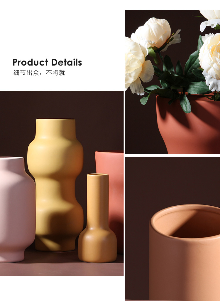 Ceramic vase morandi color sample room mesa dried flowers ins wind Nordic sitting room TV ark, flower arranging furnishing articles