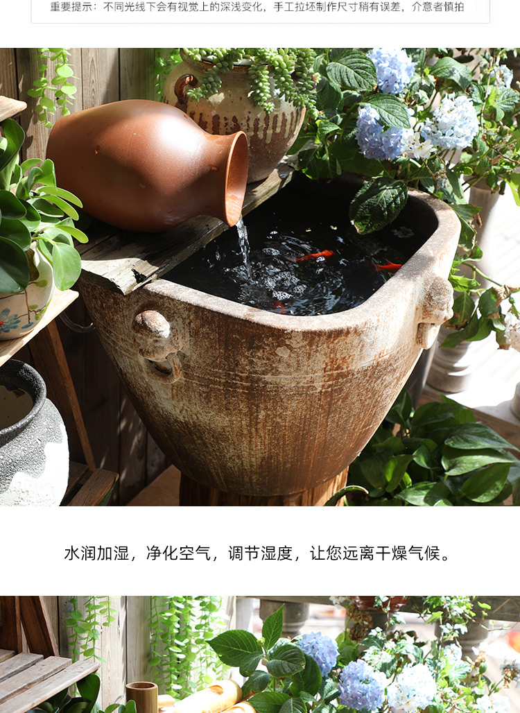 Checking out retro ceramic VAT coarse pottery landing place round altar archaize square tank big flowerpot aquarium courtyard garden