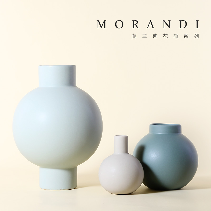Morandi color I and contracted ceramic vase place to live in the living room table Nordic soft adornment, the dried flowers
