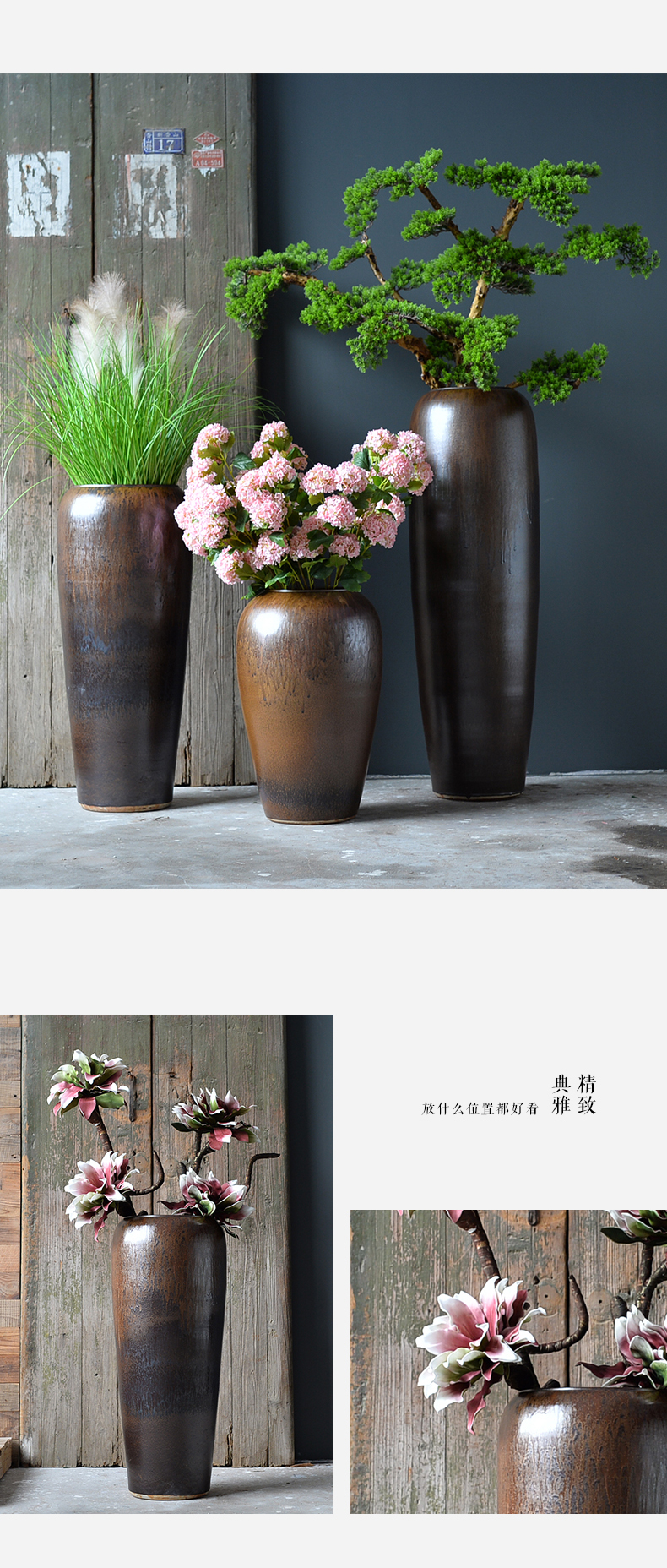 Jingdezhen ceramic vase of large sitting room flower arranging furnishing articles Nordic retro nostalgia contracted flowerpot time of your life