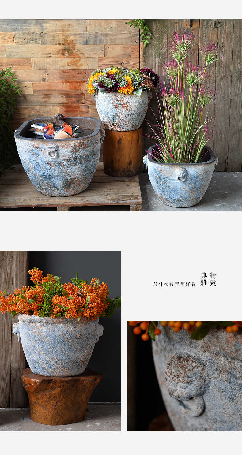 Heavy jingdezhen ceramic aquarium fish basin to the tortoise lotus lotus flower pot cylinder courtyard landscape water tanks furnishing articles