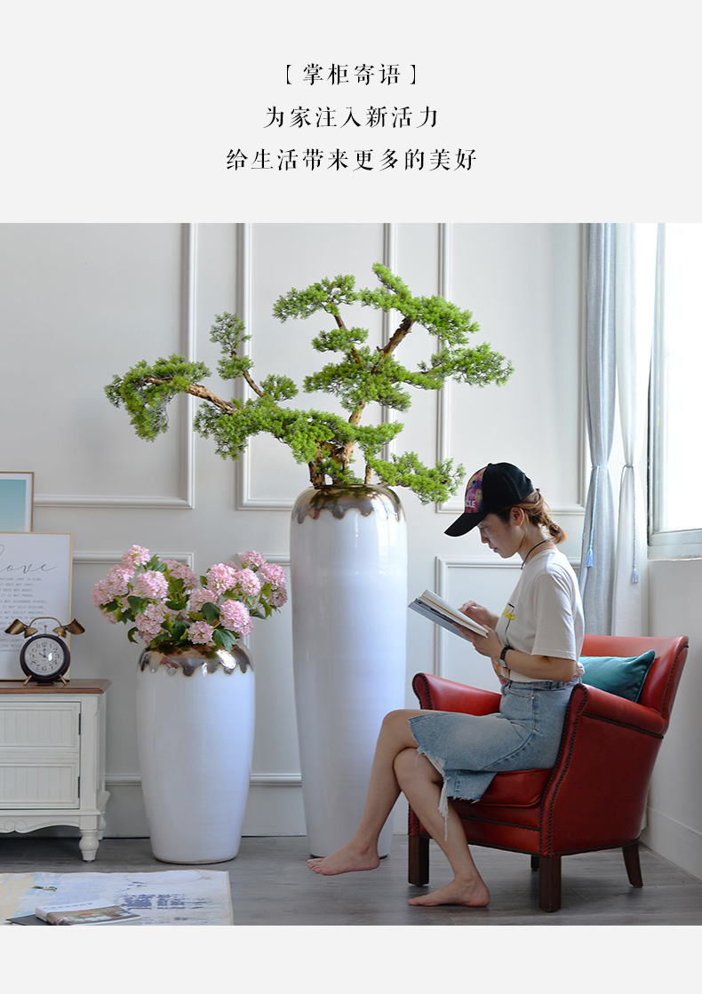 Jingdezhen ceramic vase landed a large sitting room light dry flower arranging furnishing articles of luxury white Nordic modern simple decoration