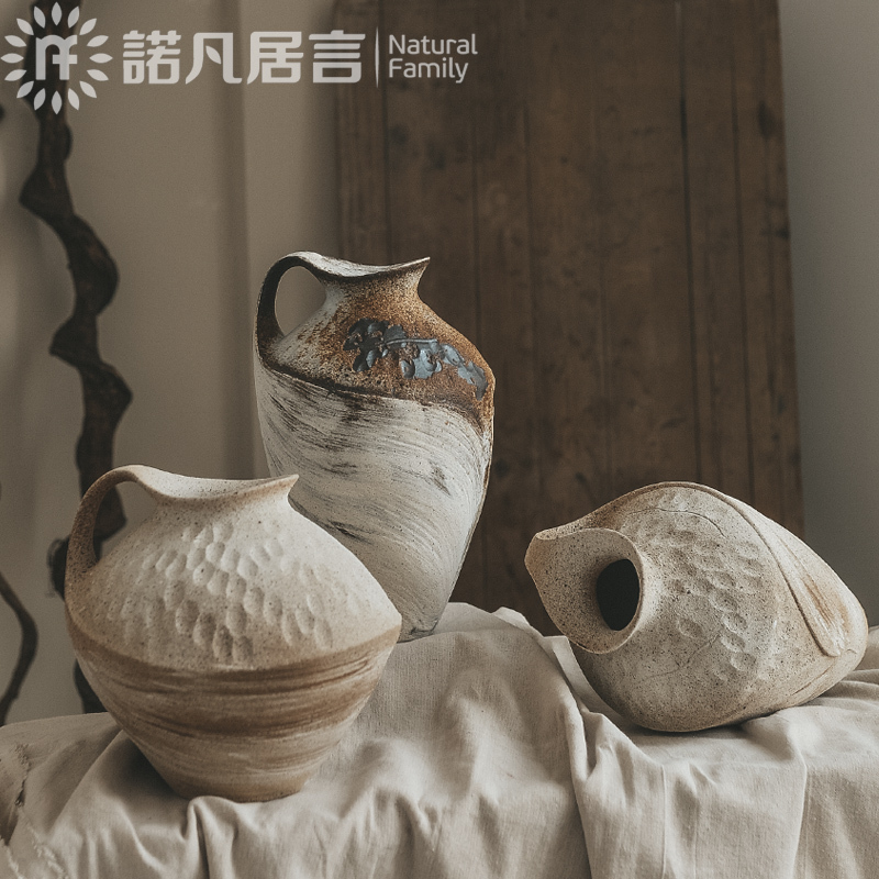 Wabi-Sabi Style ins Handmade Rustic Ceramic Vase with a High-End Feel for Homestay, Flower Arrangement, Vintage Pottery Decoration Wabi-Sabi Style ins Handmade Rustic Ceramic Vase with a High-End Feel for Homestay, Flower Arrangement, Vintage Pottery Decoration
