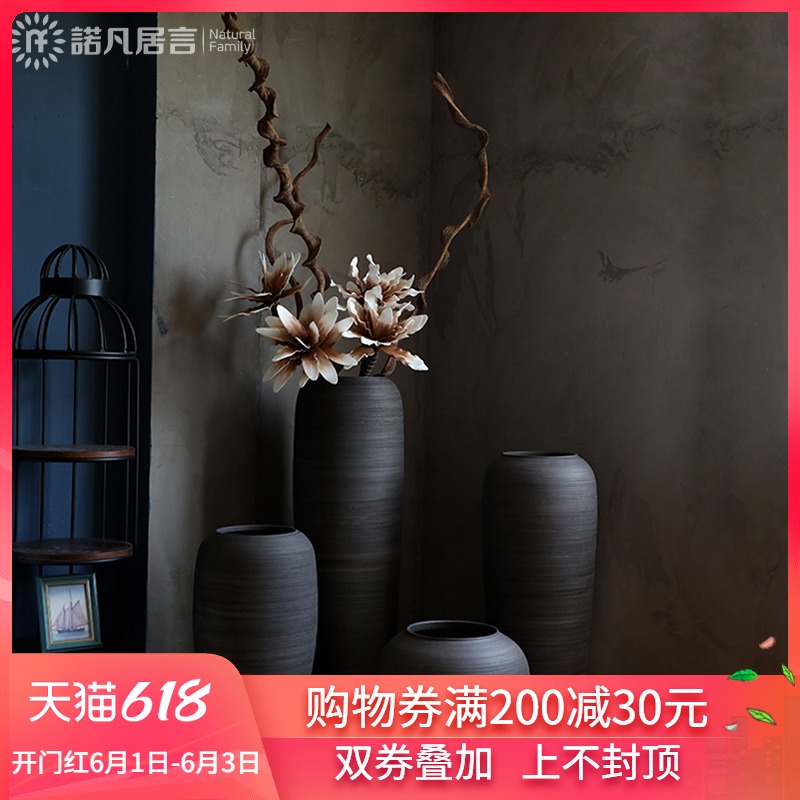 Chinese style restoring ancient ways of large vases, ceramic furnishing articles pottery sitting room hotel decoration flower arranging dried flowers thick ceramic bottle