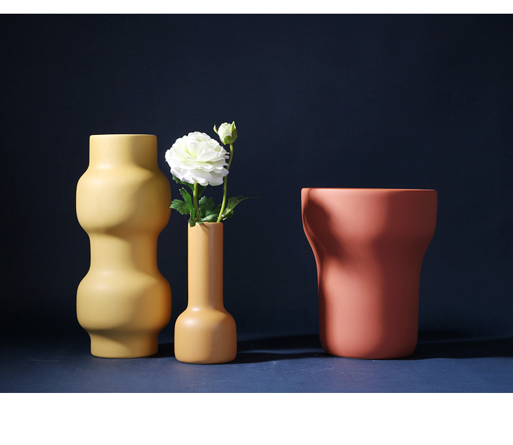 Ceramic vase morandi color sample room mesa dried flowers ins wind Nordic sitting room TV ark, flower arranging furnishing articles