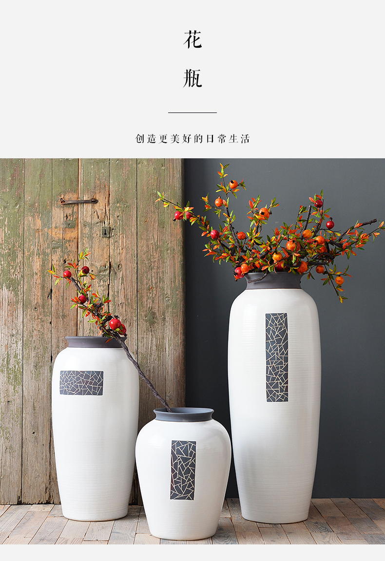 I and contracted sitting room of ceramic vase landing dry flower arranging furnishing articles Nordic home decoration decoration large white and gray