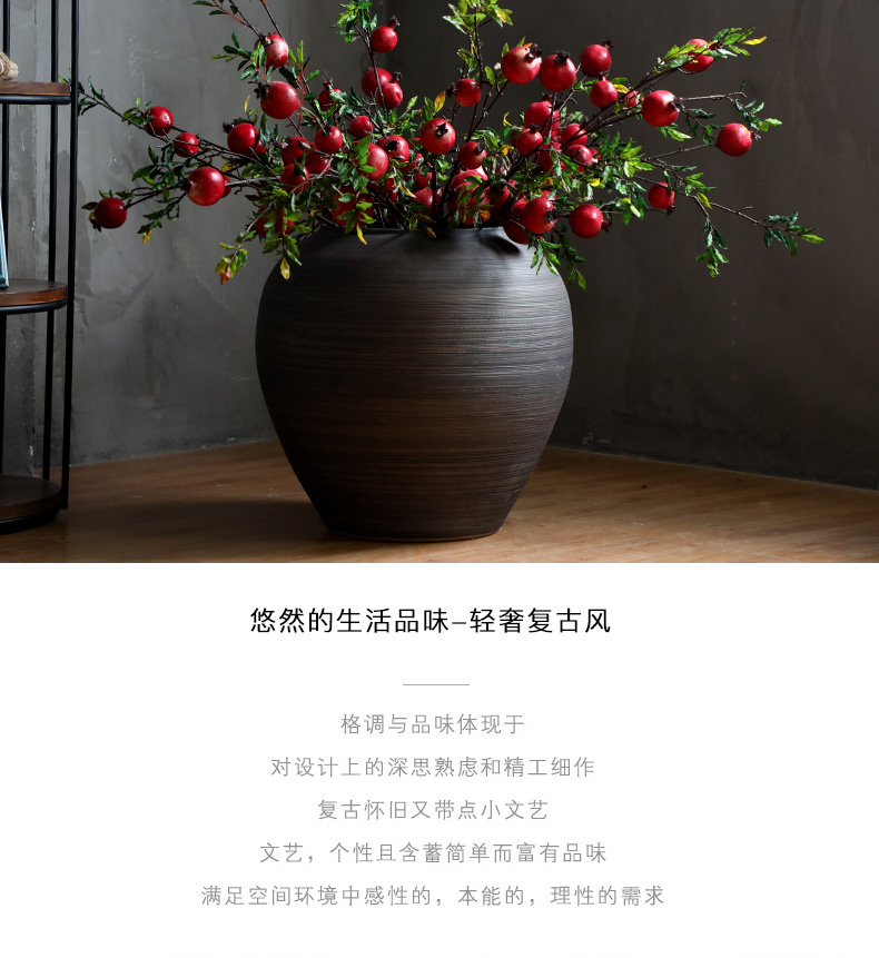 Chinese style restoring ancient ways of large vases, ceramic furnishing articles pottery sitting room hotel decoration flower arranging dried flowers thick ceramic bottle