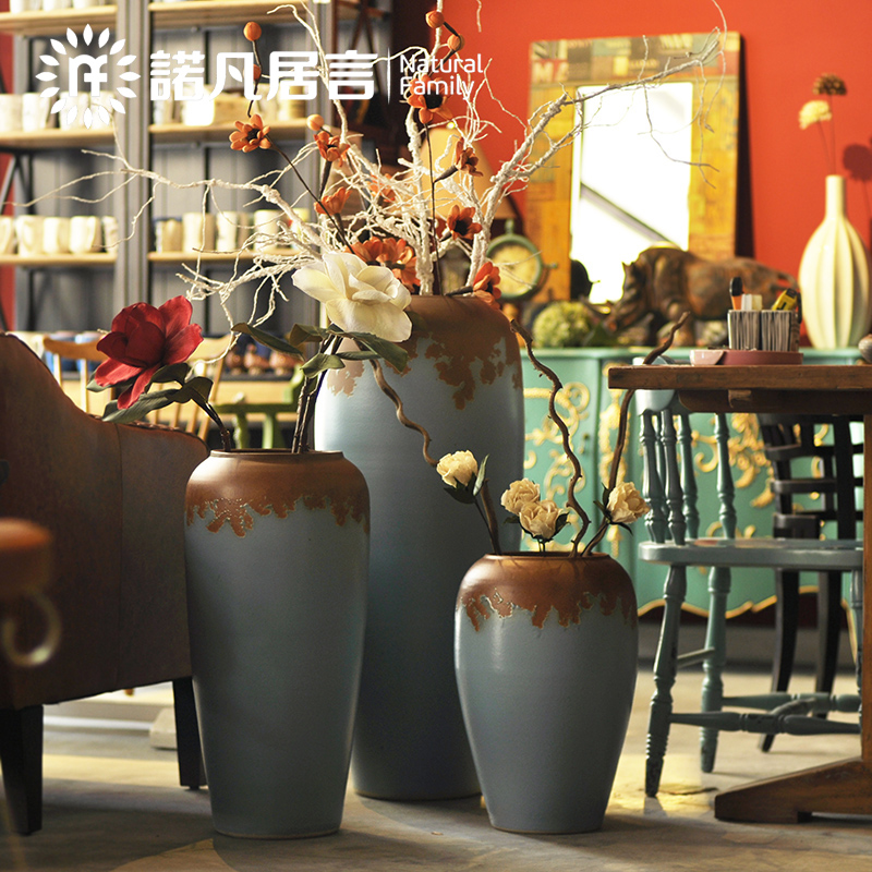 Large vase suit glaze up modern European sitting room decoration to the hotel villa furnishing articles dried flowers flower arrangement